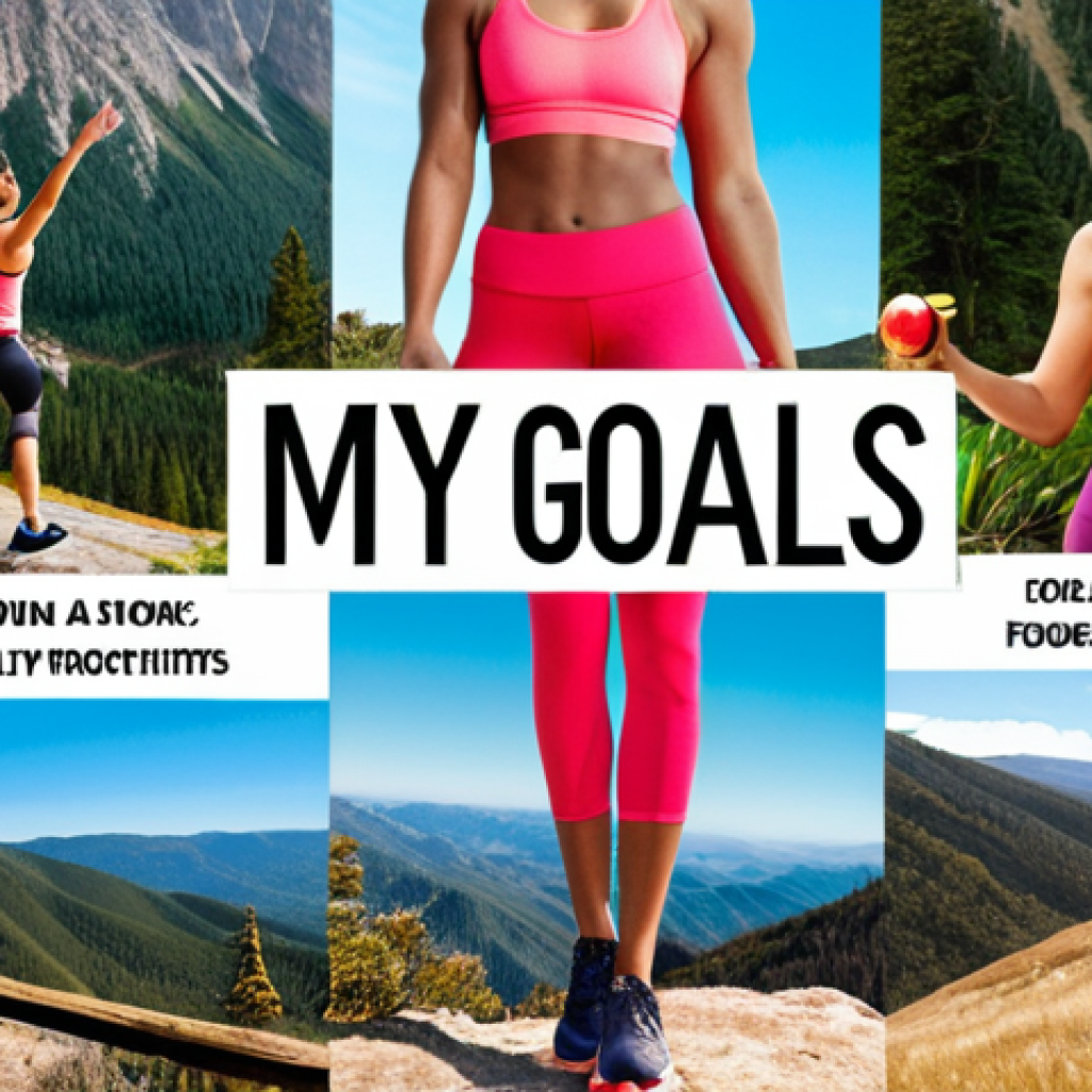 **Image Prompt:** A vibrant vision board filled with inspiring images: a person looking healthy and confident, workout clothes, a beautiful landscape for outdoor activities, and healthy food options. Text overlay: "My Goals."